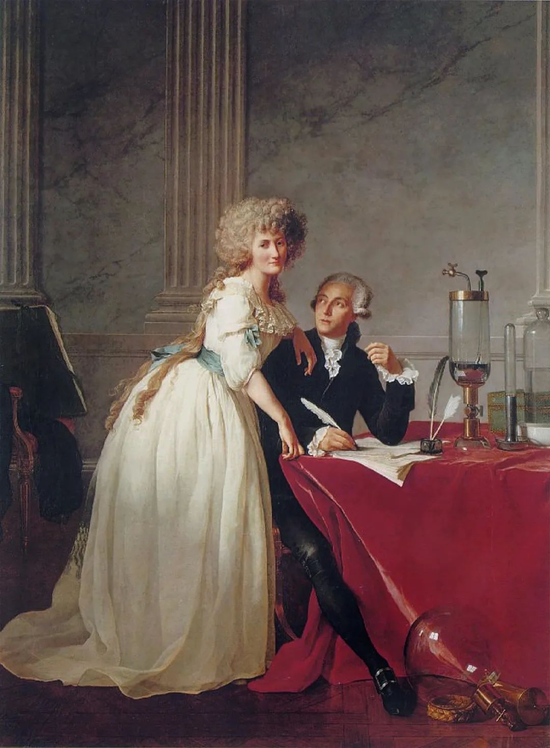 作者：雅克-路易·大衛 - Jacques-Louis David；作品名稱：拉瓦錫夫婦 - portrait of antoine laurent and marie-anne lavoisier；作品尺寸：195cmx256cm；作品年代：1788